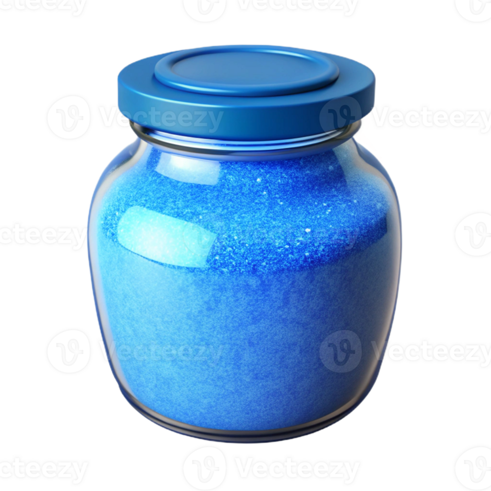 beautiful modern Blue Bath Salts in Jar Isolated detailed png