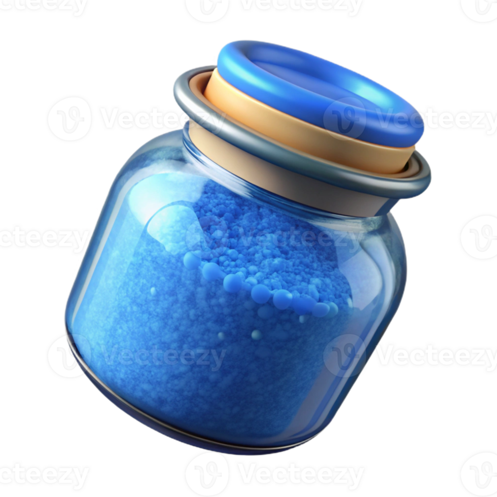vibrant minimalist Blue Bath Salts in Jar Isolated 4K png