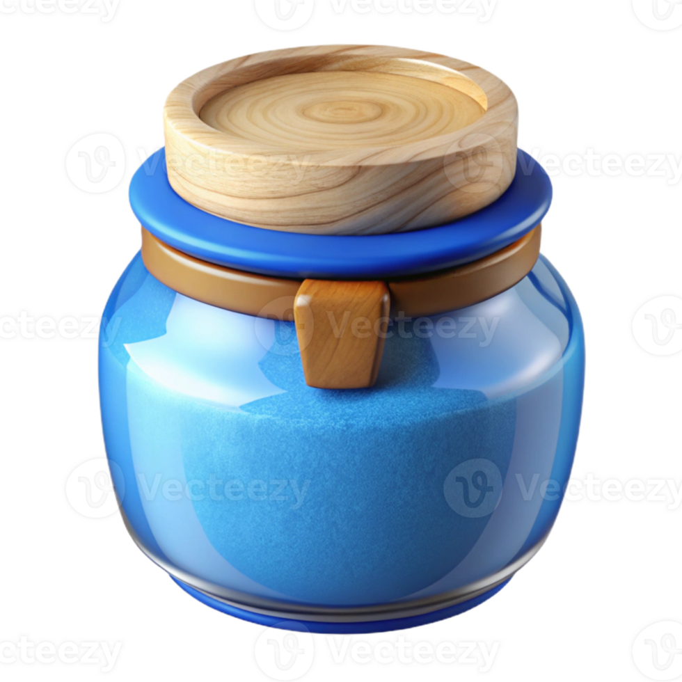elegant abstract Blue Bath Salts Jar with Wooden Lid Cutout authentic png