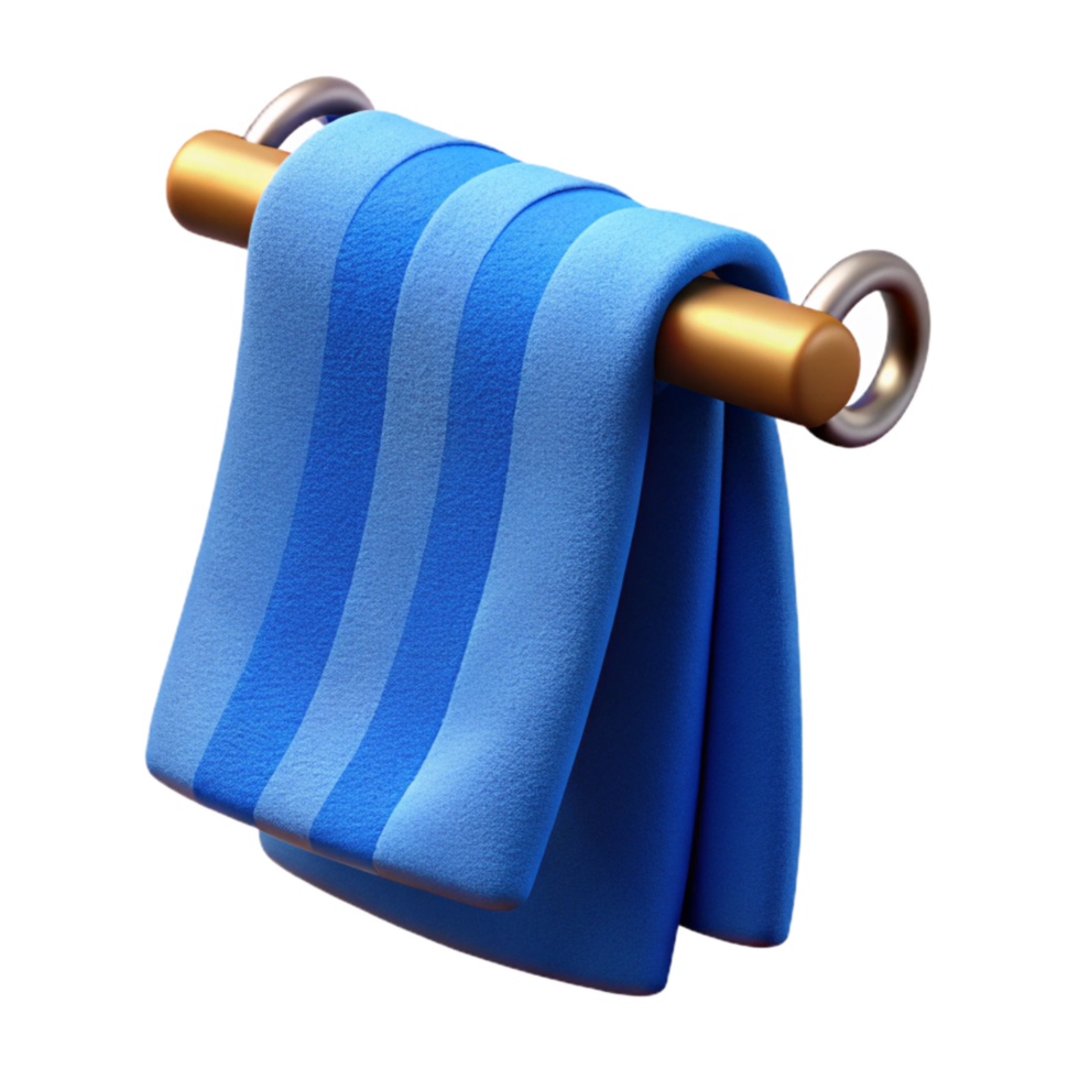 beautiful classic Blue Bath Towel Hanging Isolated Cutout authentic png
