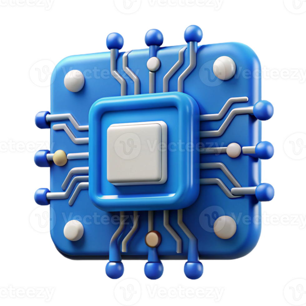 extraordinary minimalist Blue Circuit Board Cutout Isolated on Transparent Background high quality png