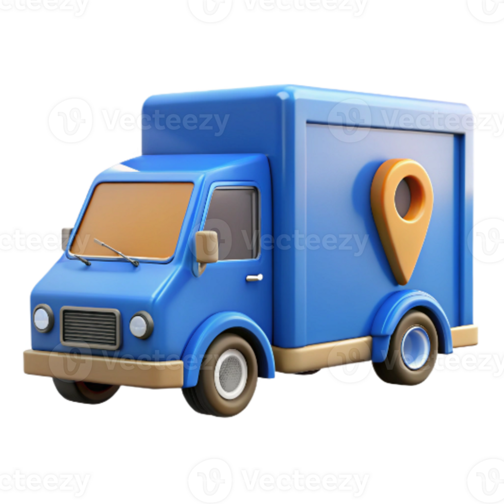 elegant classic Blue Delivery Truck Side Angle Cutout original png