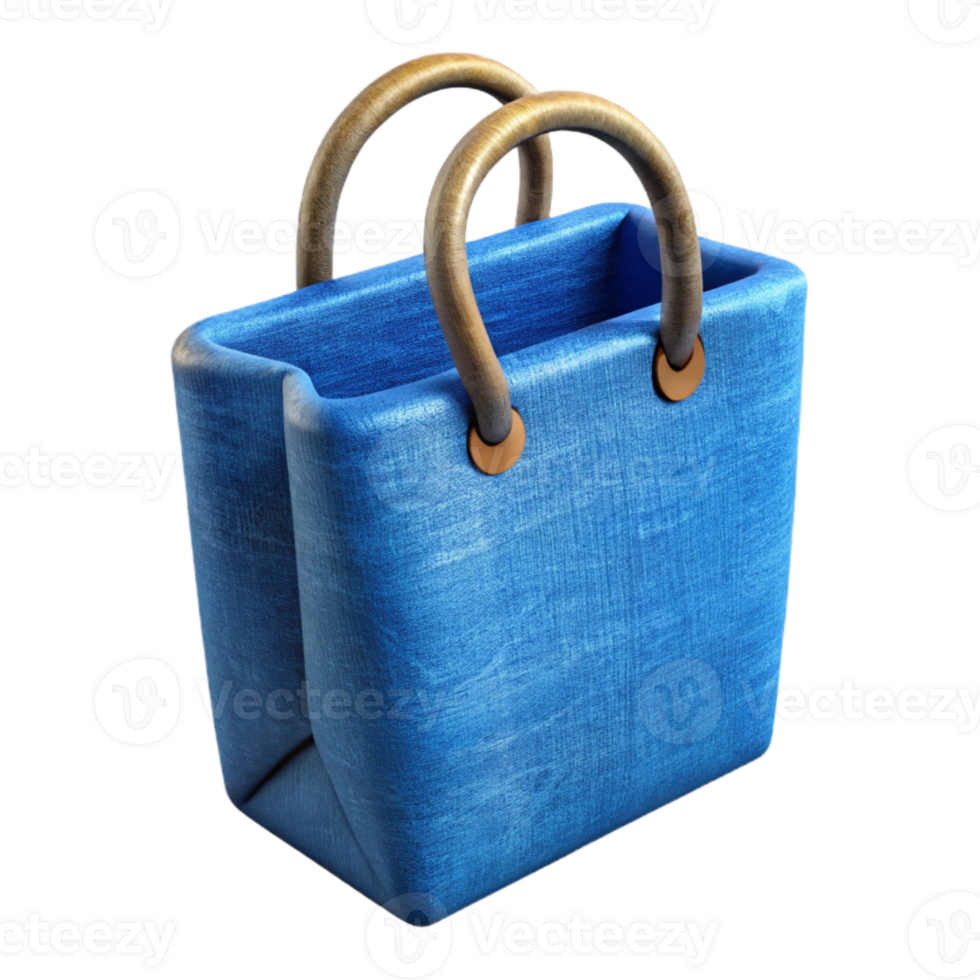 vibrant traditional Blue Fabric Shopping Bag with Handles Isolated high resolution png