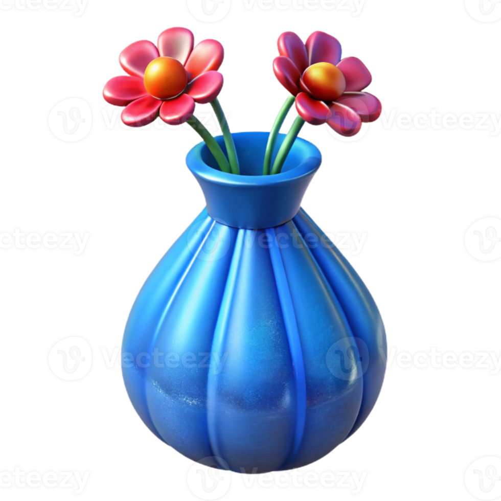 impressive rustic Blue Glass Vase with Flowers Isolated Element high quality png