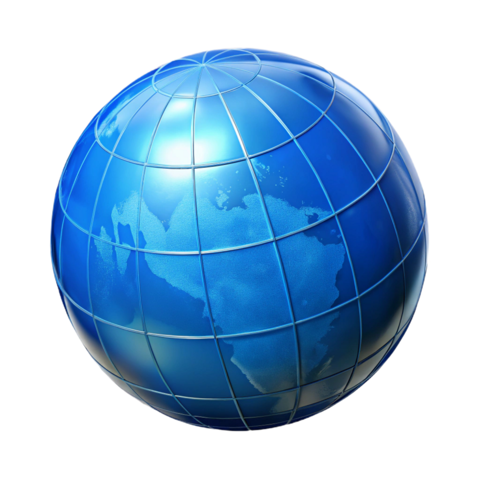 beautiful traditional Blue Globe Side View Transparent Background 4K png