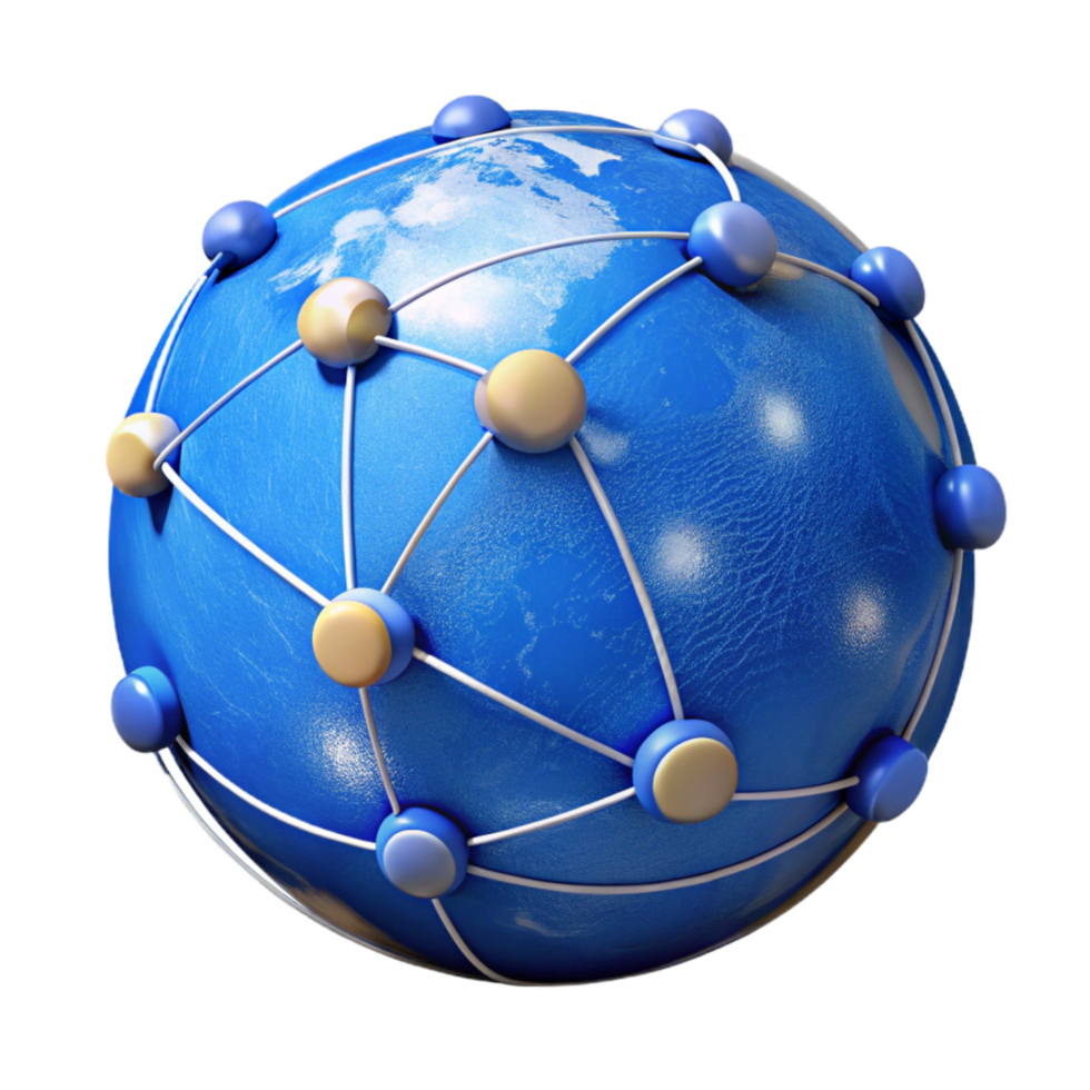 elegant creative Blue Globe with Network Connections Isolated 4K png