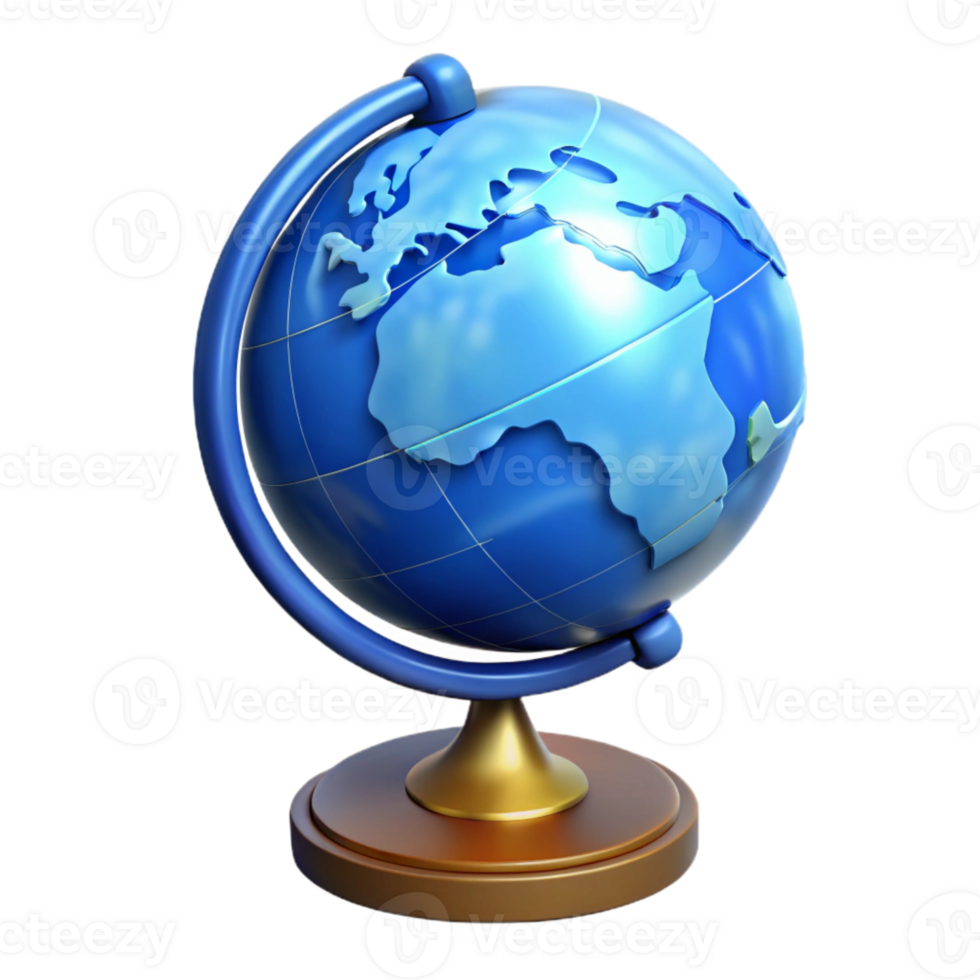 stunning artistic Blue Globe with Stand Isolated on Transparent Background premium png