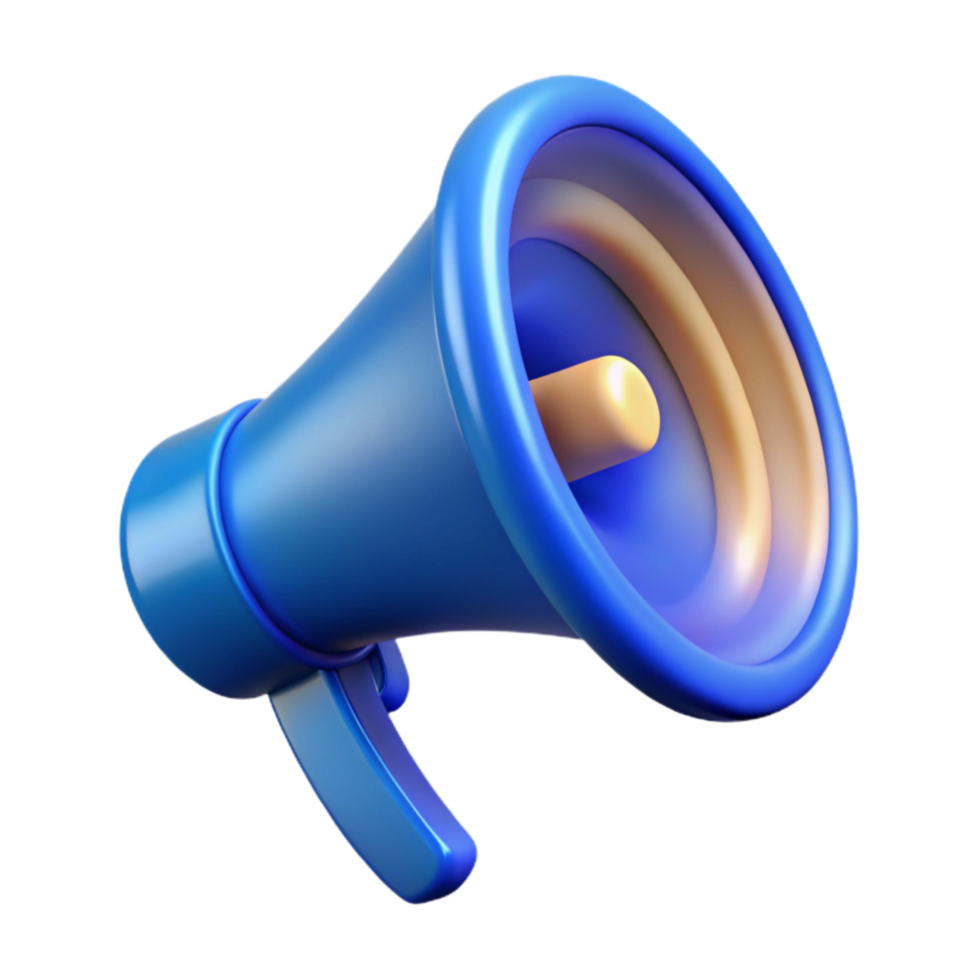 serene classic Blue Gradient Megaphone with Sound Waves Isolated detailed png