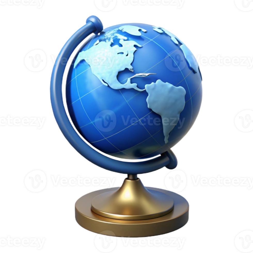 beautiful vintage Blue Globe with Stand Isolated on Transparent Background authentic png