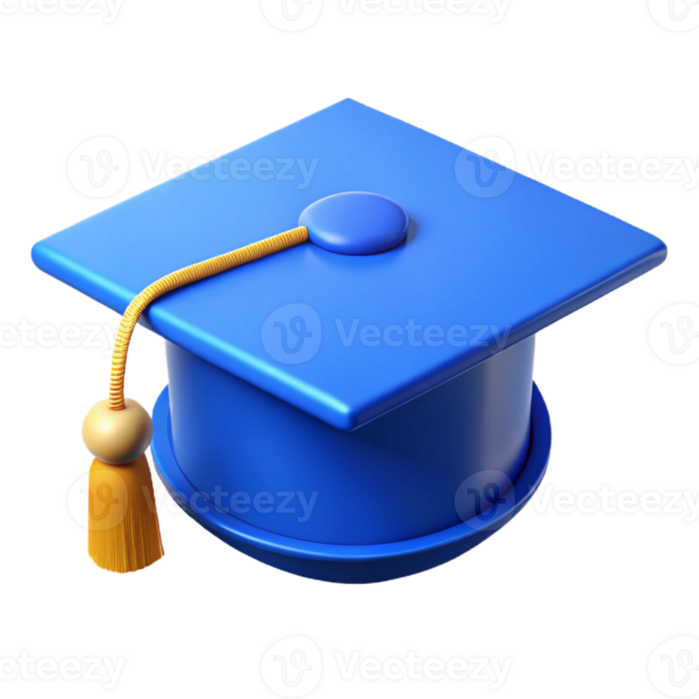 elegant abstract Blue Graduation Cap with Tassel Transparent Background high resolution png