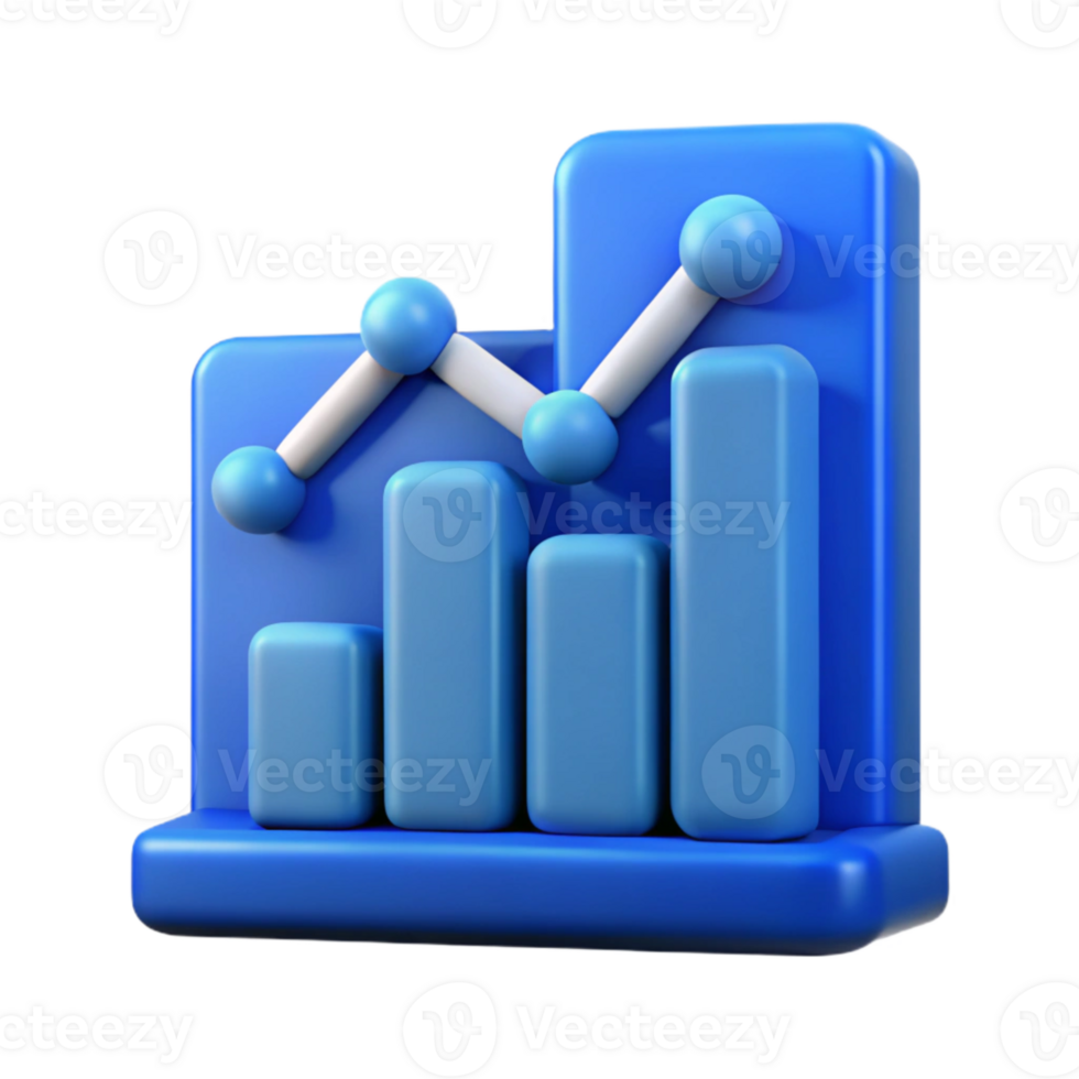 wonderful creative Blue Graph Icon with Business Growth Statistics Isolated original png