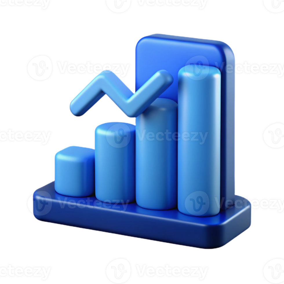serene contemporary Blue Graph Icon with Business Growth Statistics Isolated original png