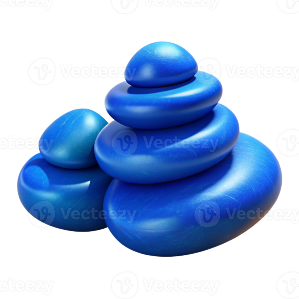stunning abstract Blue Meditation Stones Isolated on Transparent Background detailed png