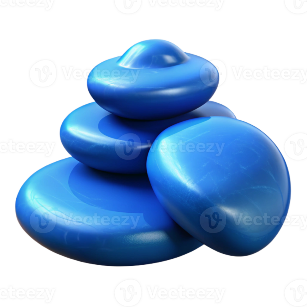 dramatic artistic Blue Meditation Stones Isolated on Transparent Background 4K png
