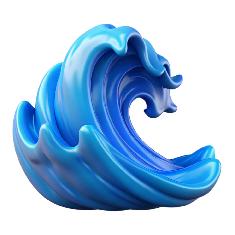 vibrant vintage Blue Ocean Wave Isolated exclusive png