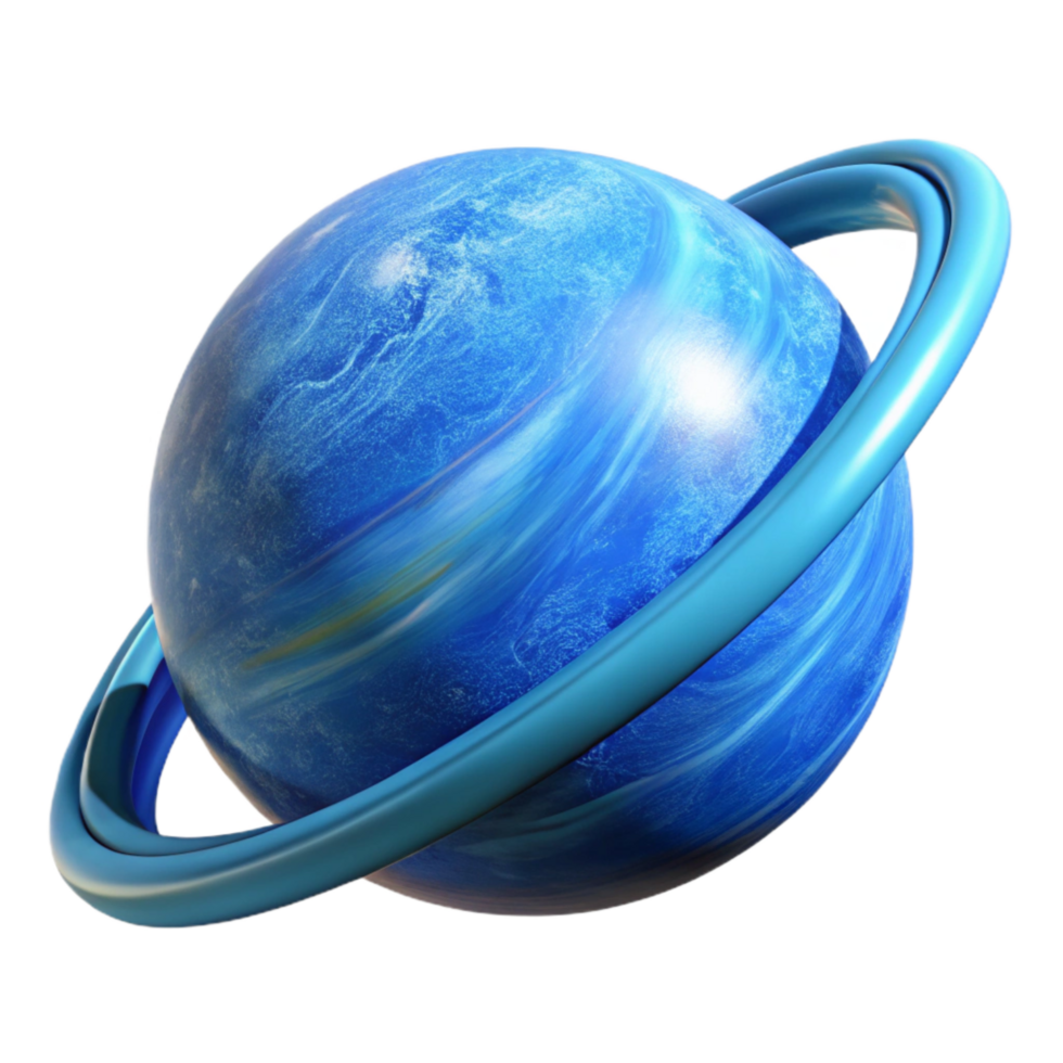 magnificent minimalist Blue Planet with Rings Isolated high resolution png