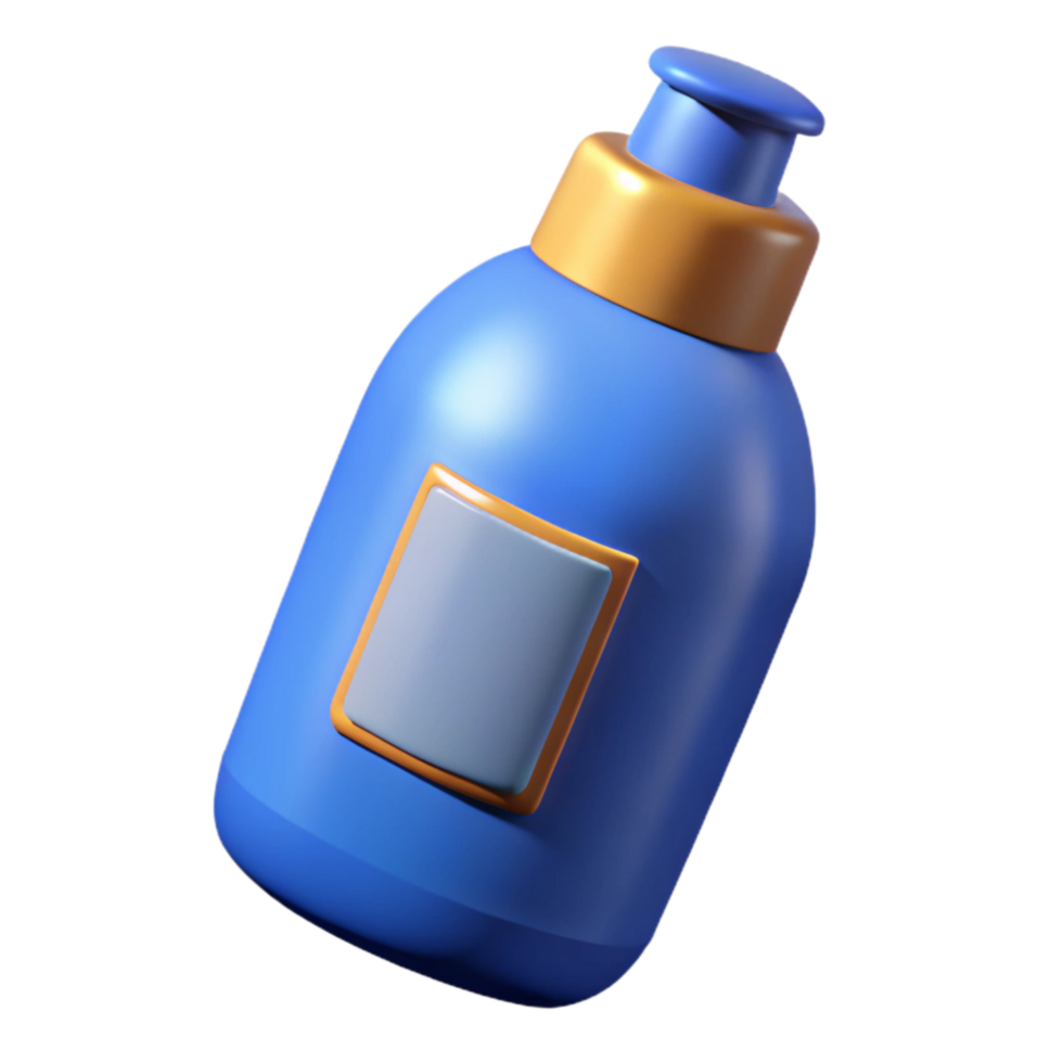 wonderful rustic Blue Shampoo Bottle with Label Isolated exclusive png