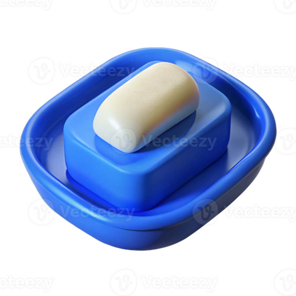 extraordinary rustic Blue Soap Dish with Soap Bar Isolated original png