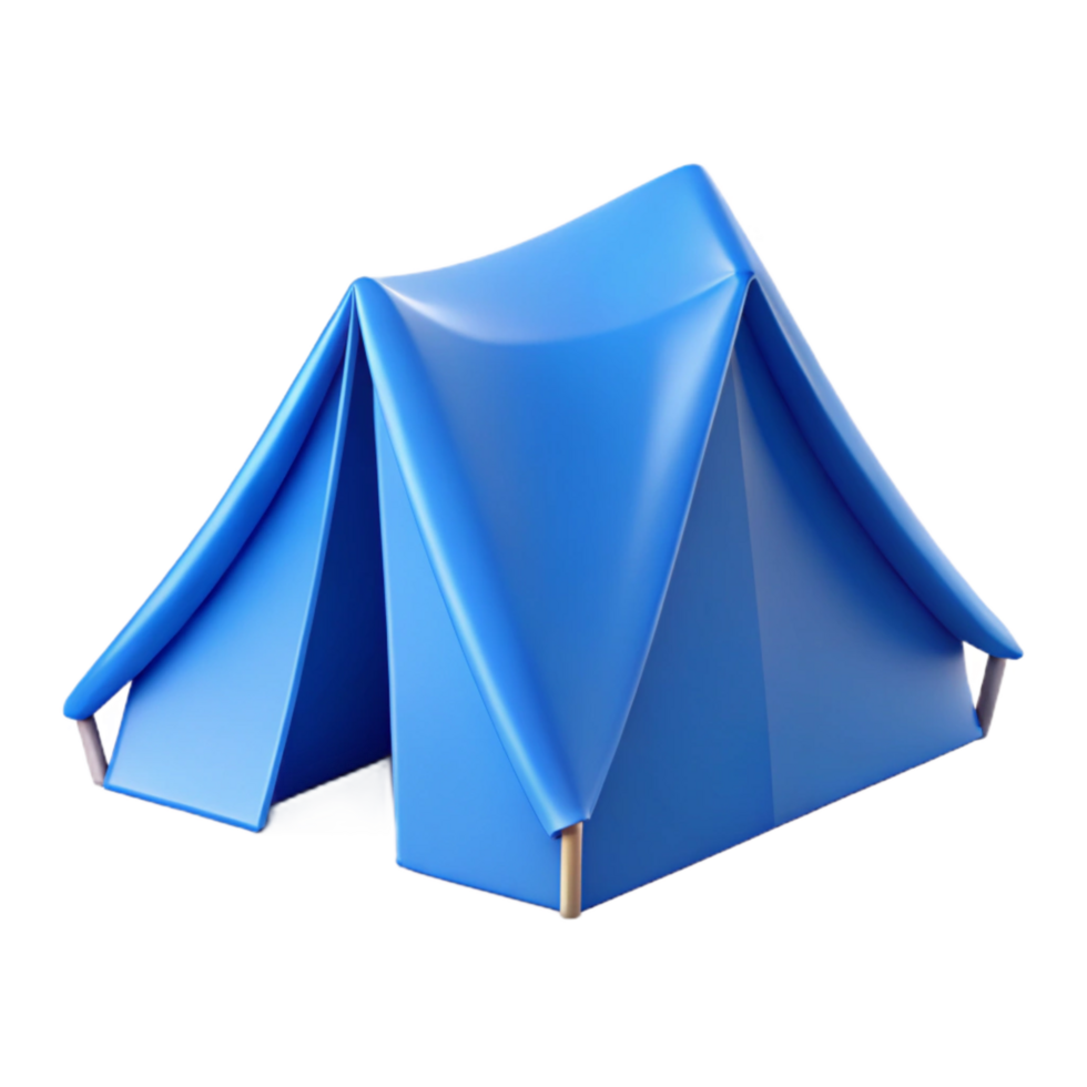 dramatic rustic Blue Tent Silhouette Side View with Transparent Background professional png