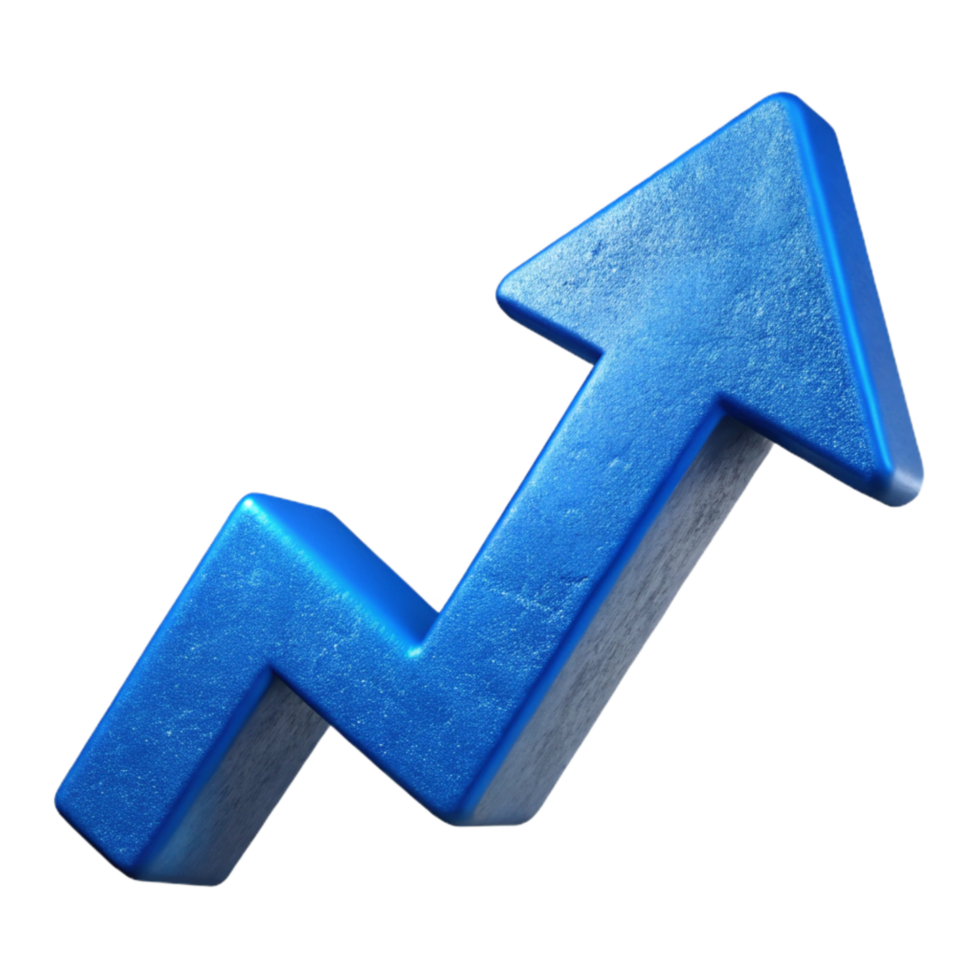 serene creative Blue Upward Arrow Icon for Business Growth Cutout authentic png