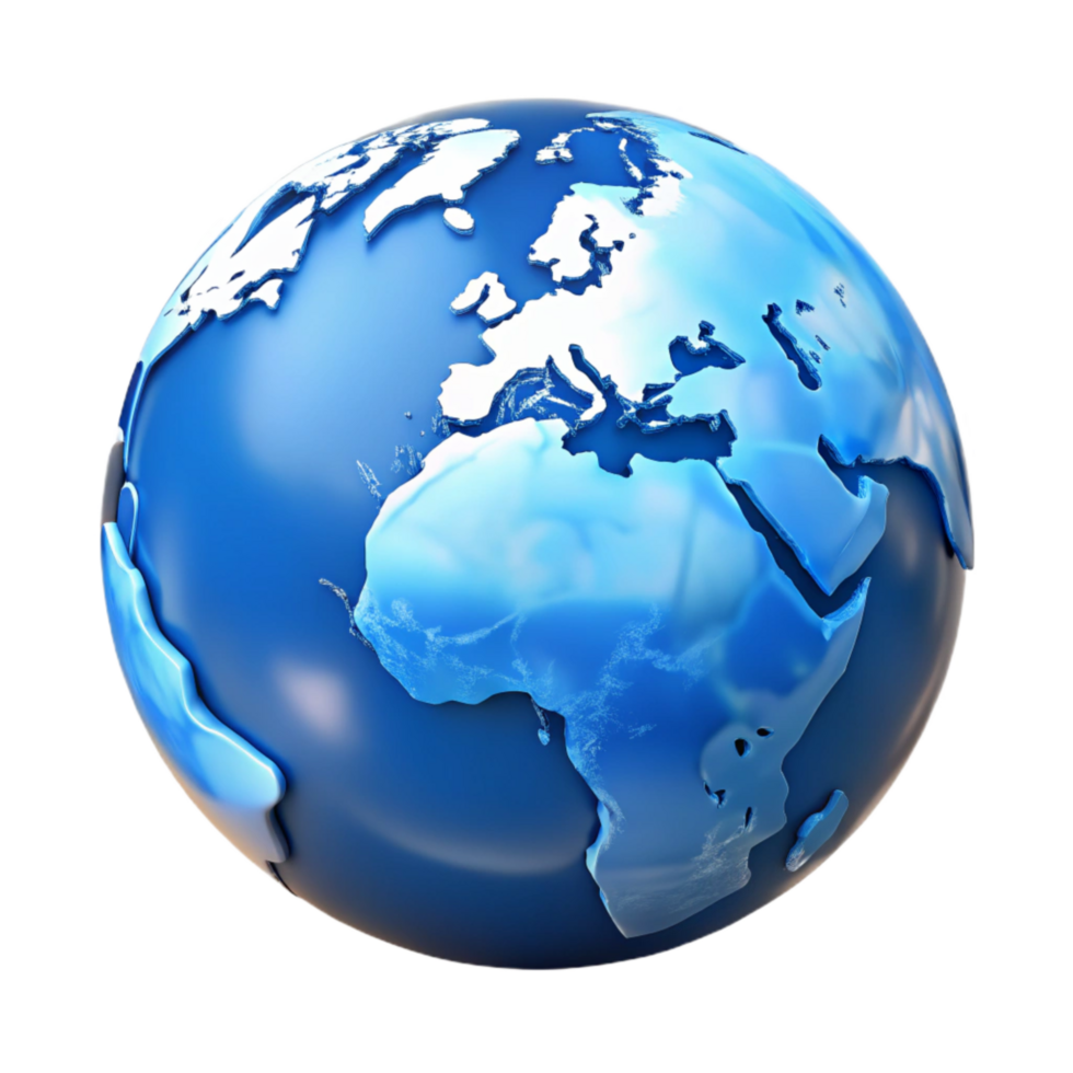 magnificent artistic Blue World Globe with Stand Side View Transparent Background professional png
