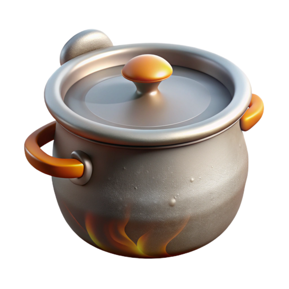 vibrant traditional Boiling Pot Side View Isolated Element premium png