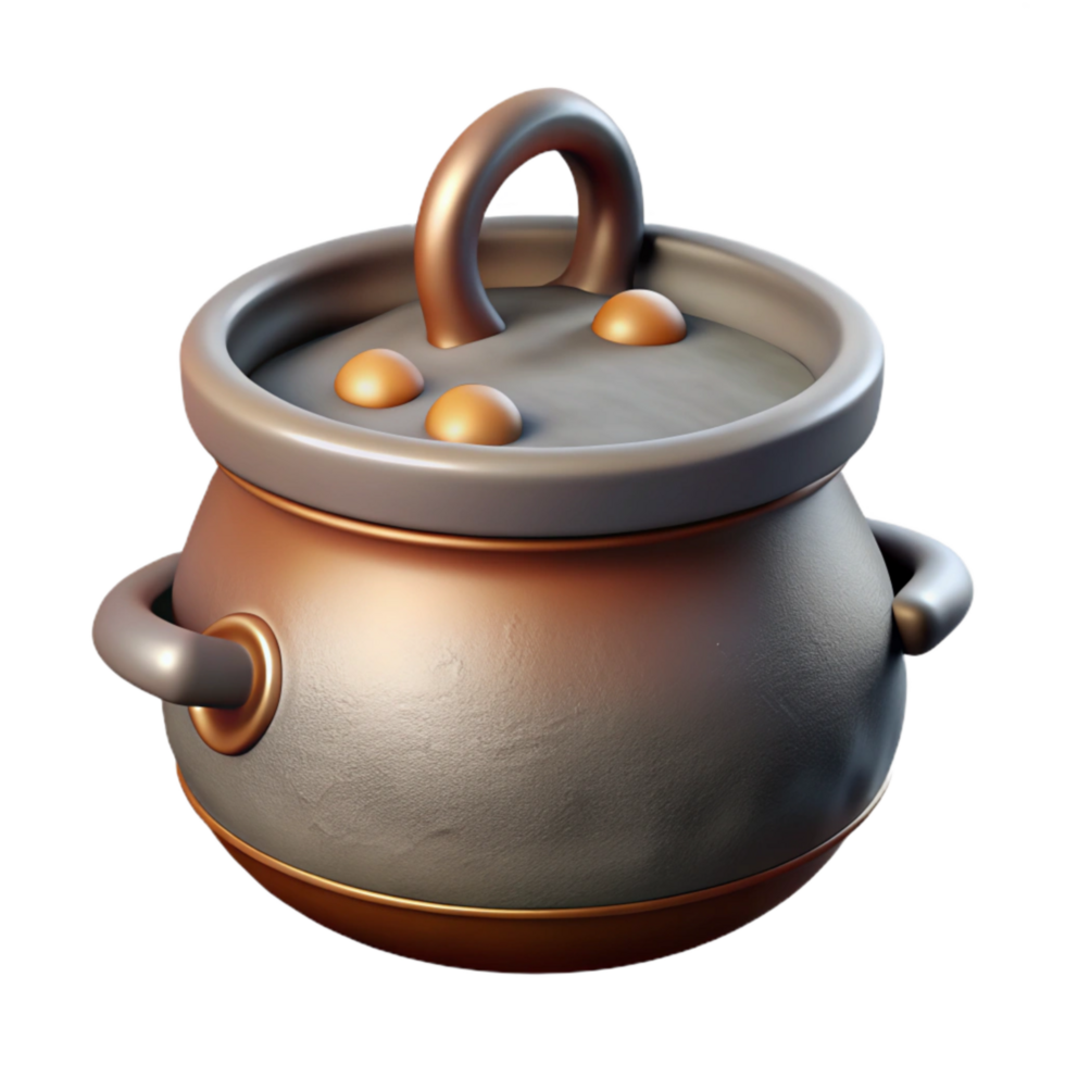 serene modern Boiling Pot Side View Isolated Element premium png