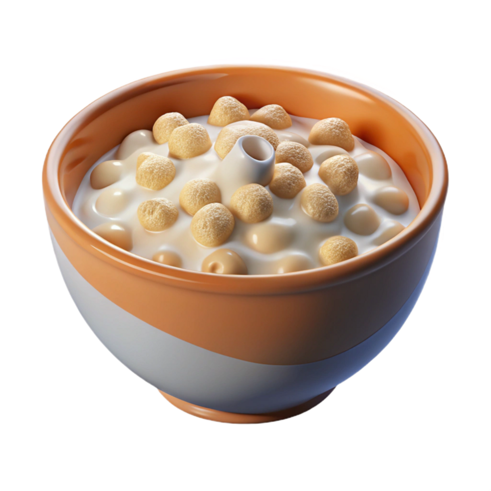beautiful rustic Bowl of Cereal with Milk Cutout premium png