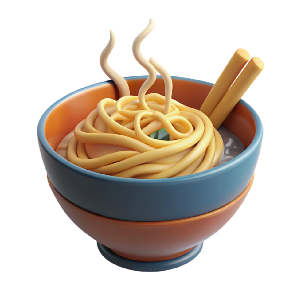 beautiful rustic Bowl of Noodles Cutout Steaming Hot professional png