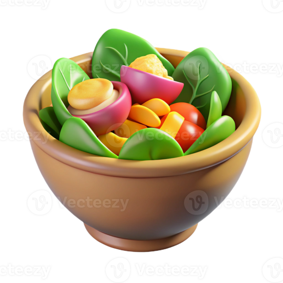 beautiful artistic Bowl of Salad Isolated with Vibrant Colors detailed png