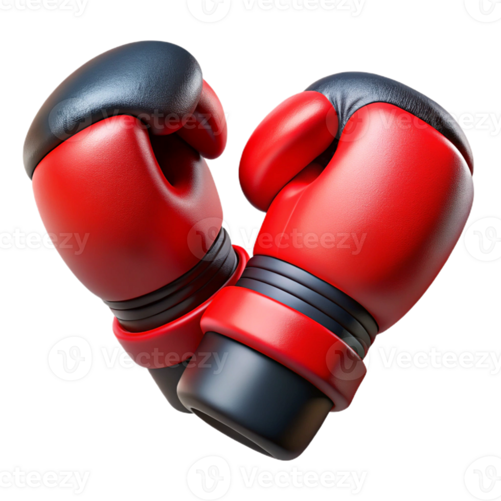 serene classic Boxing Gloves Red and Black Transparent Background premium png