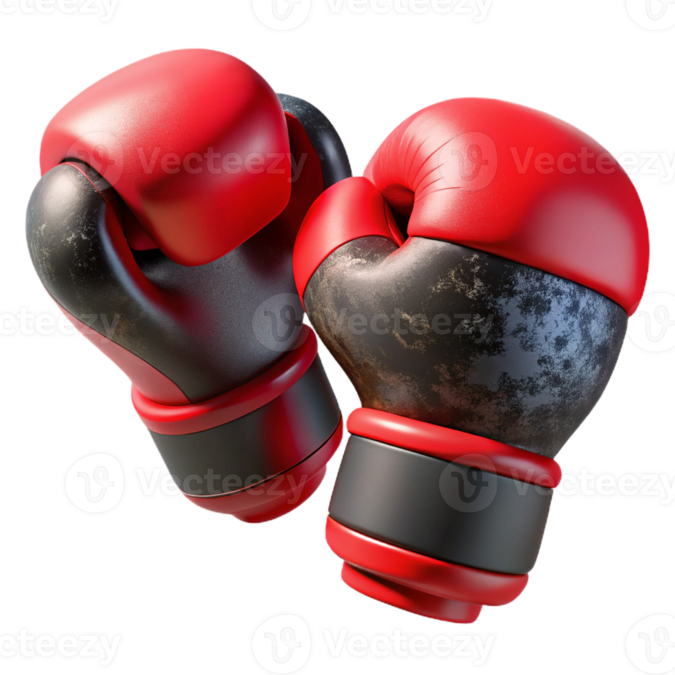 impressive traditional Boxing Gloves Red and Black Transparent Background premium png