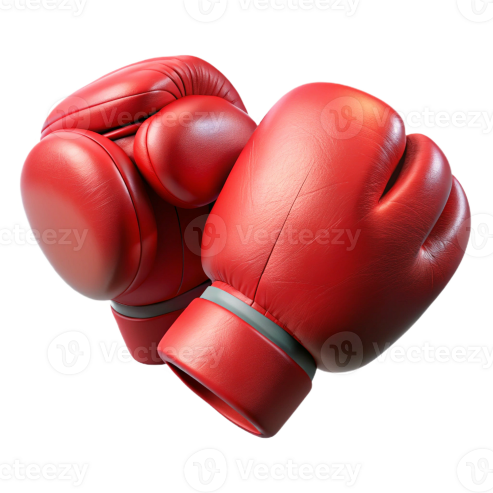 impressive classic Boxing Gloves Red Leather Transparent Background Cutout authentic png
