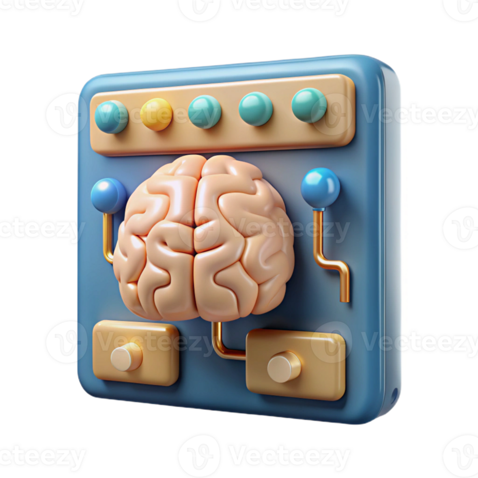 elegant rustic Brain Computer Interface Diagram Isolated Transparent Background 4K png