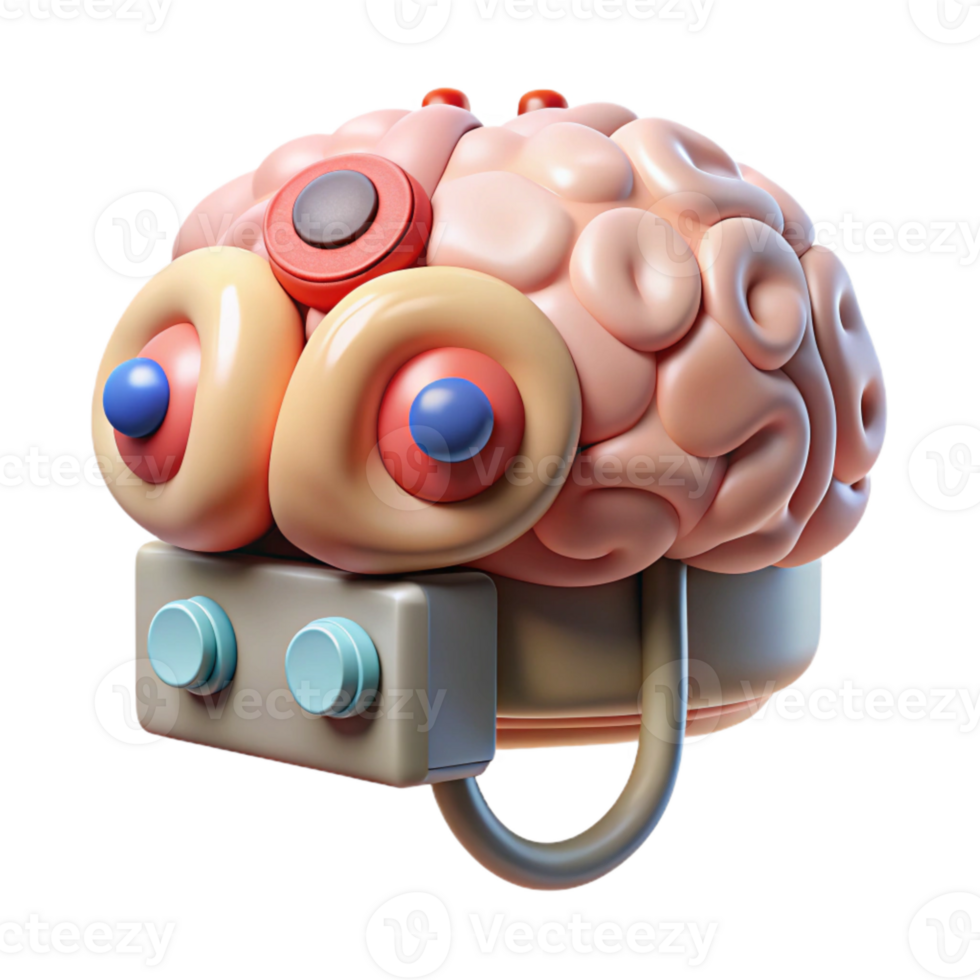 vibrant rustic Brain Computer Interface with Neural Network Transparent Element professional png