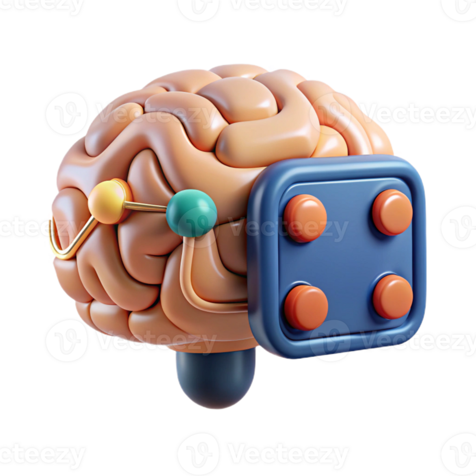 beautiful classic Brain Computer Interface with Neural Network Transparent Element detailed png