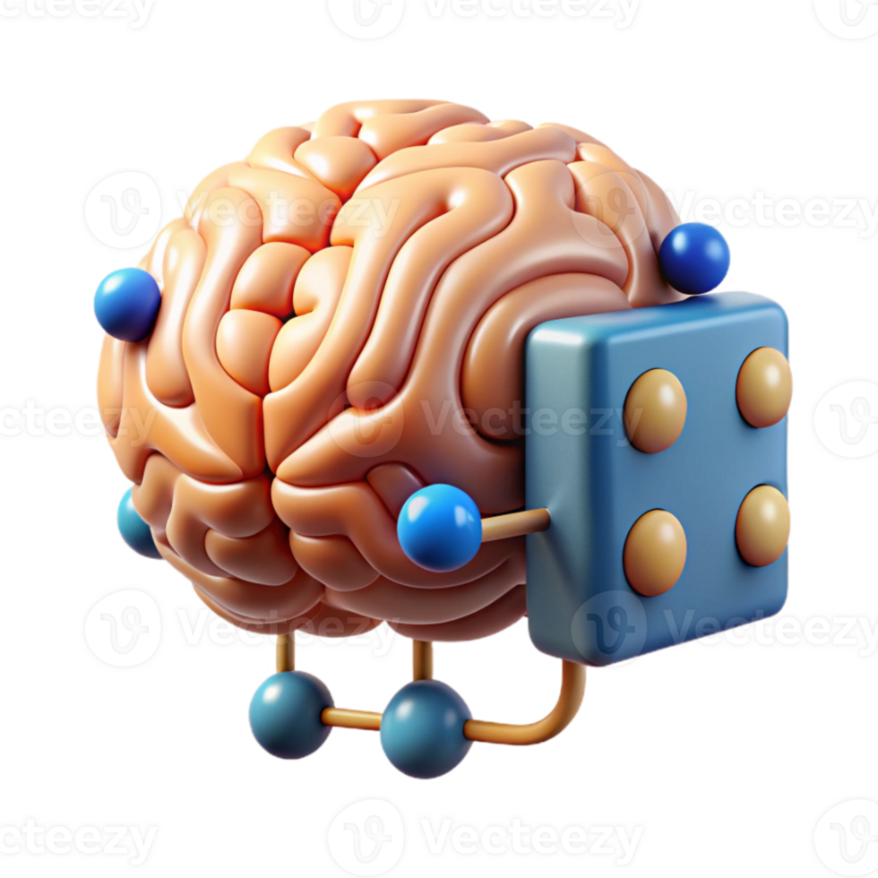 beautiful contemporary Brain Computer Interface with Neural Network Transparent Element high resolution png