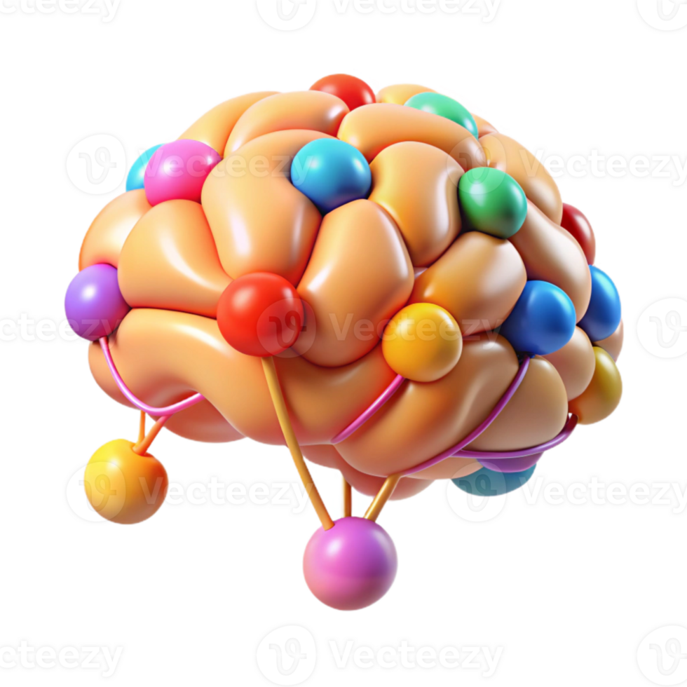 magnificent vintage Brain with Colorful Connections Isolated genuine png