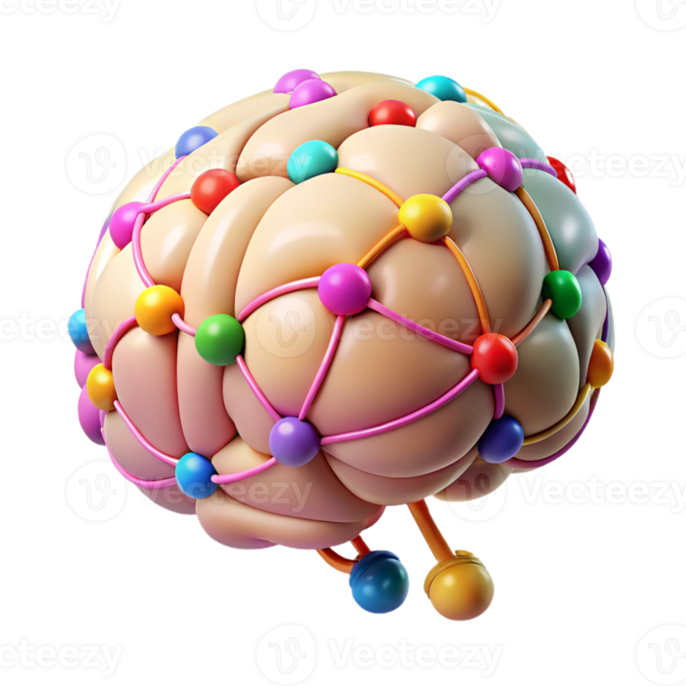serene modern Brain with Colorful Connections Isolated genuine png