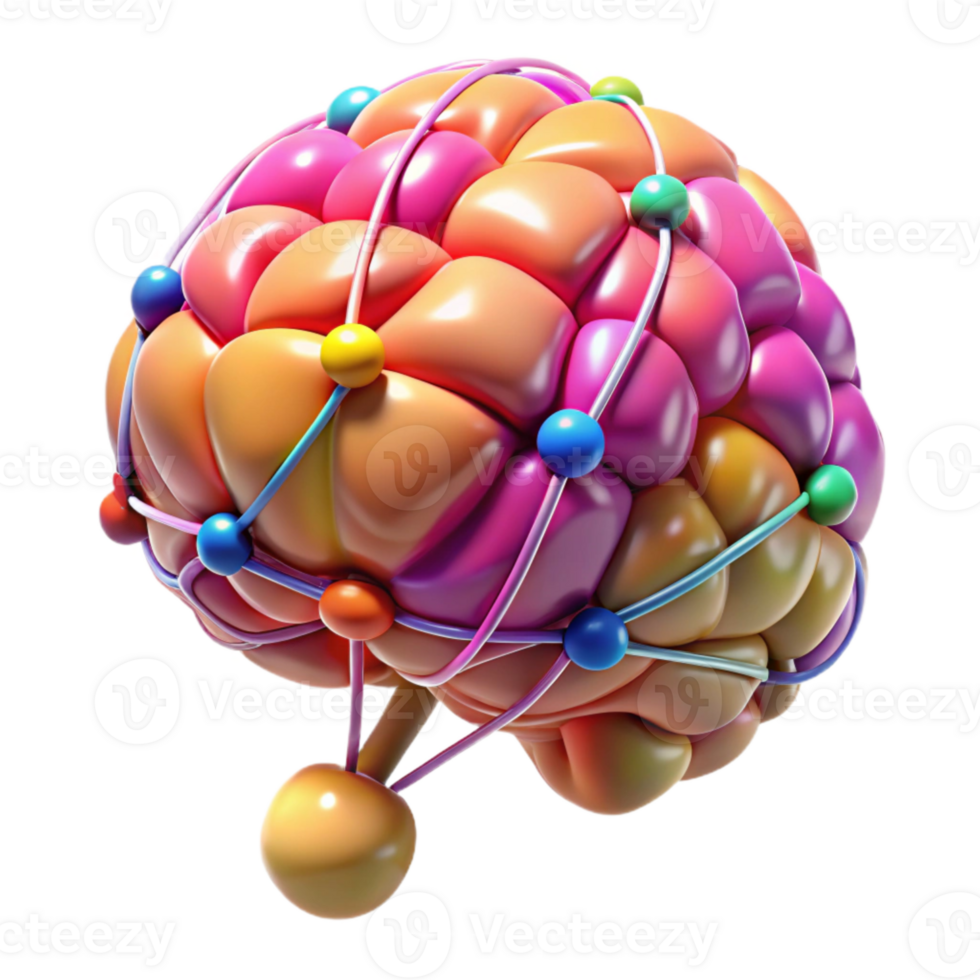 extraordinary minimalist Brain with Colorful Connections Isolated genuine png