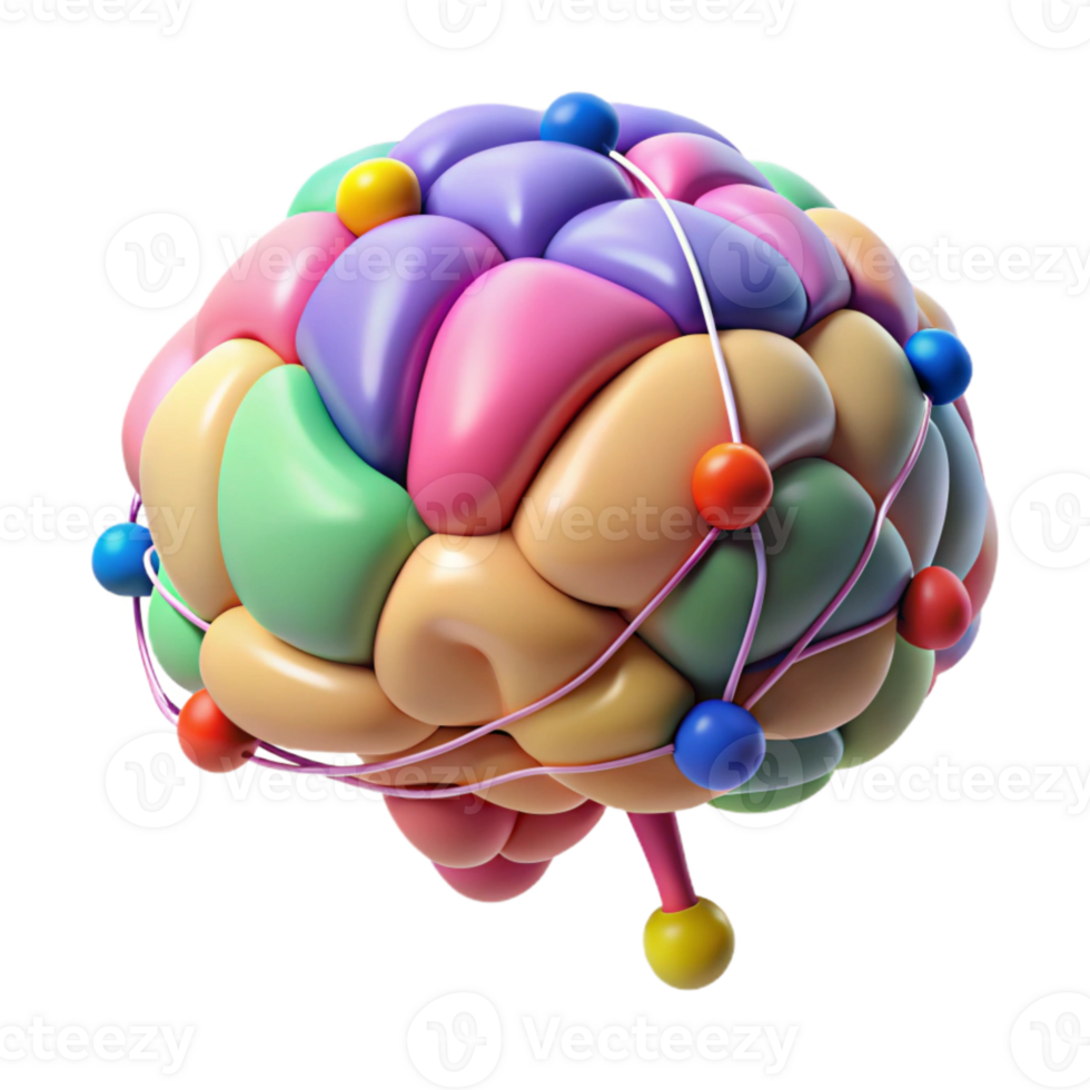 elegant abstract Brain with Colorful Connections Isolated high quality png