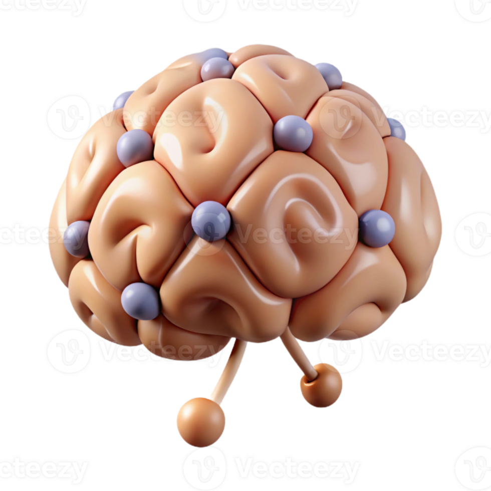 vibrant contemporary Brain with Connected Nodes Cutout 4K png