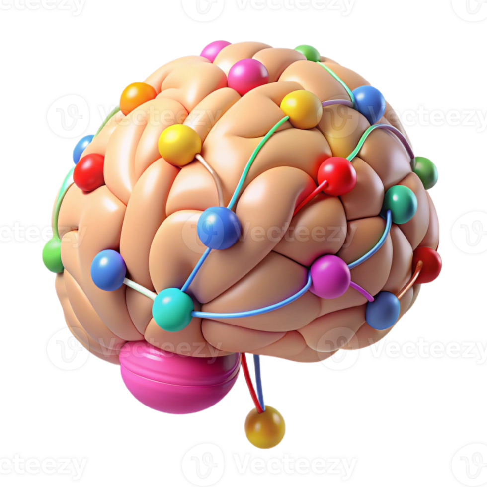 impressive vintage Brain with Colorful Connections Isolated genuine png