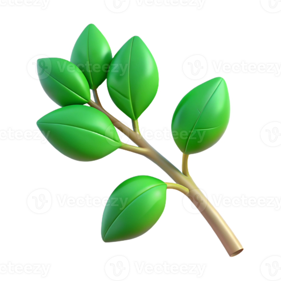 vibrant vintage Branch with Green Leaves Transparent Background 4K png