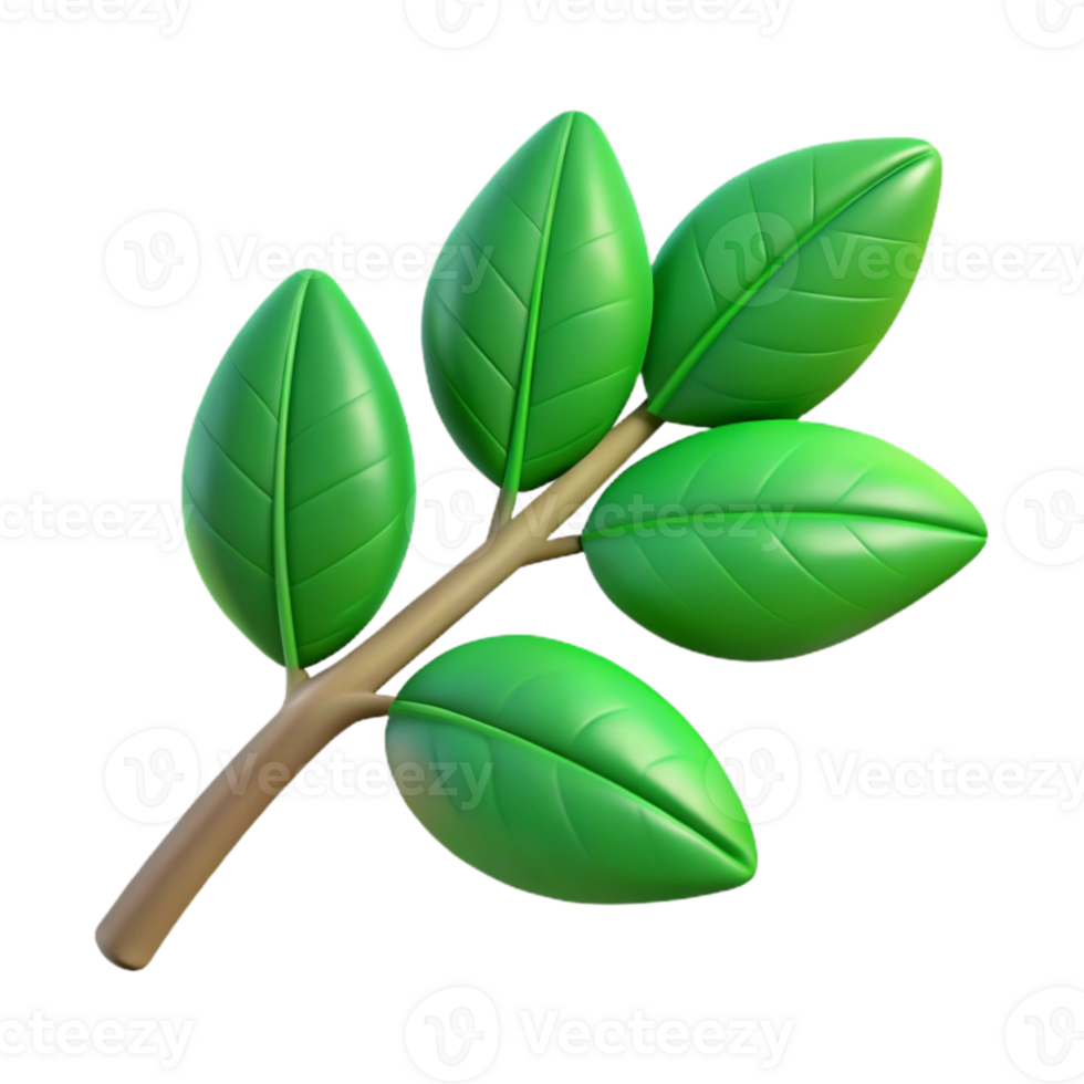 dramatic vintage Branch with Green Leaves Transparent Background original png