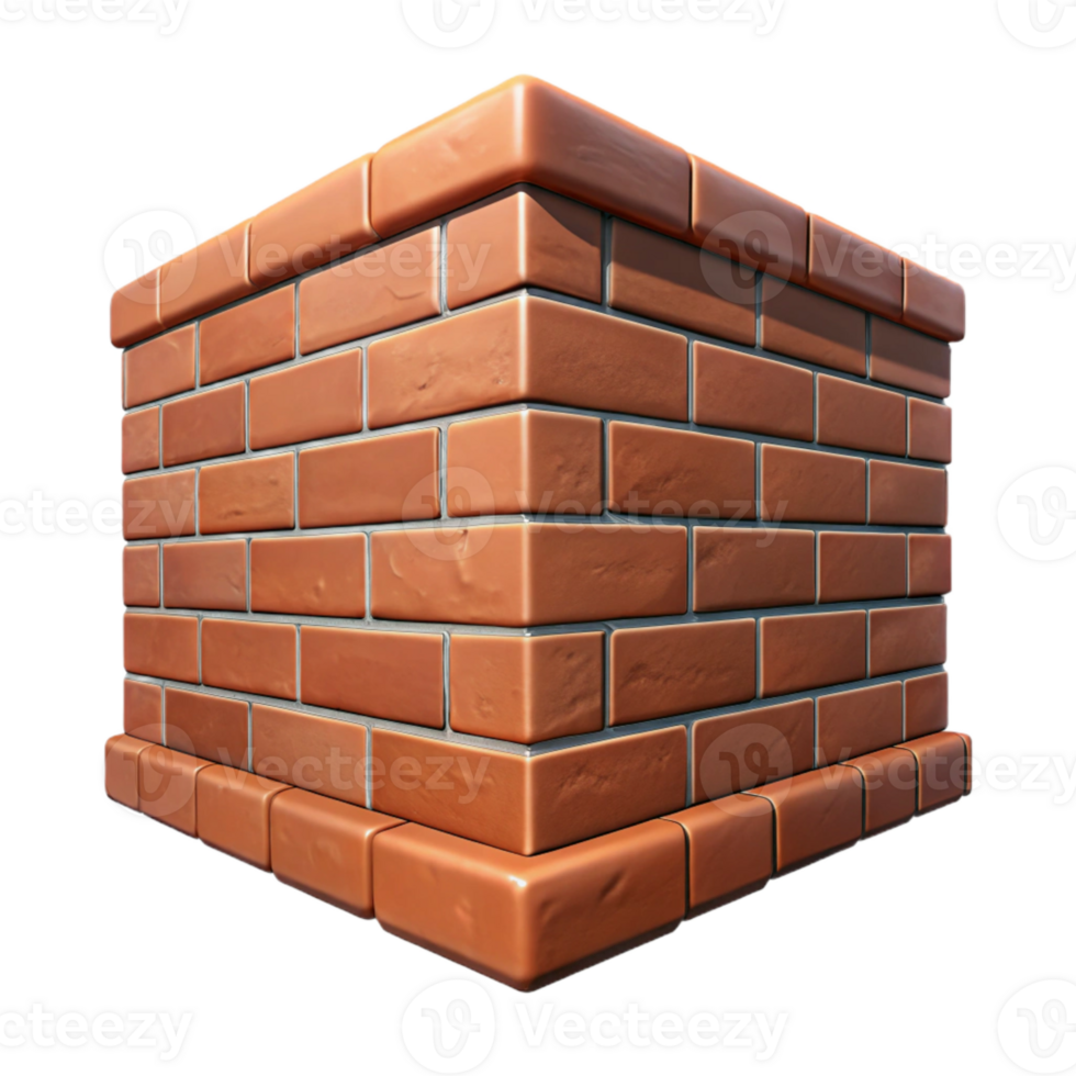 extraordinary creative Brick Wall Corner Angled View Isolated authentic png