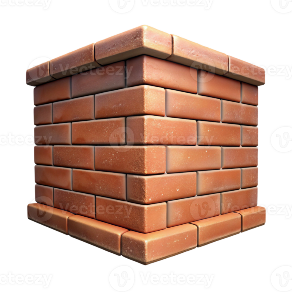 serene minimalist Brick Wall Corner Angled View Isolated professional png