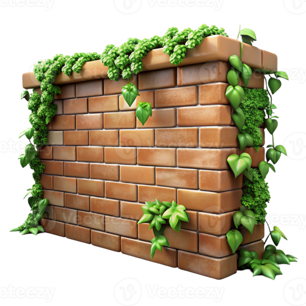 serene artistic Brick Wall with Ivy Isolated Element professional png
