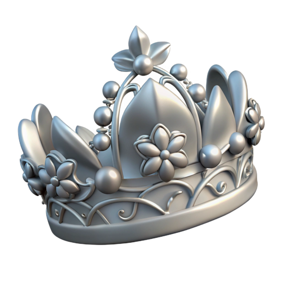serene abstract Bridal Crown Silver Floral Design Isolated Cutout authentic png