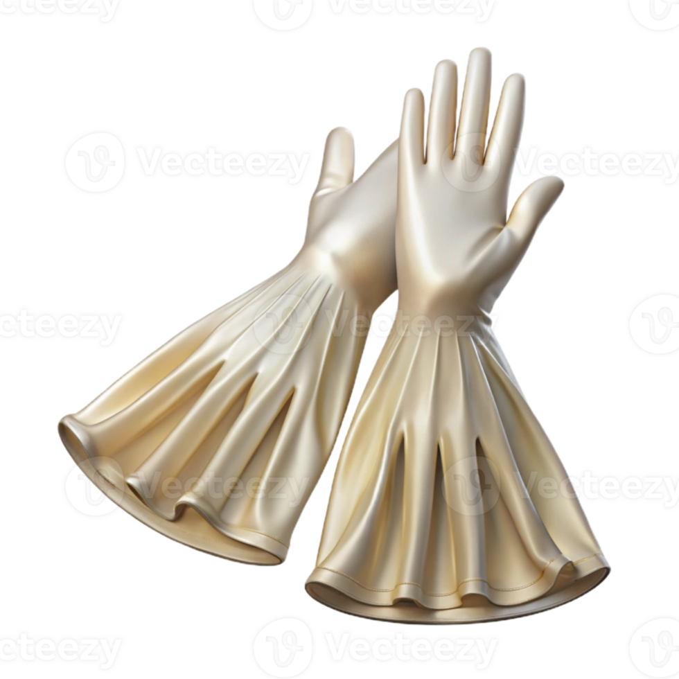 magnificent artistic Bridal Gloves Long Satin Ivory Color Transparent Background exclusive png